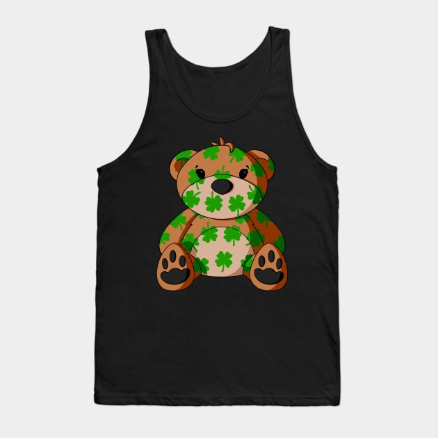 St. Patrick's Day 4 Leaf Clover Pattern Teddy Bear Tank Top by Alisha Ober Designs